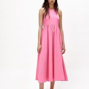 ZARA POPLIN HALTER DRESS Pink Medium